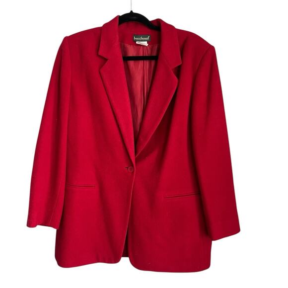 VTG Harve Benard Coat Blazer Wool Cashmere Red Lined Career Business Size 14 - Picture 1 of 9